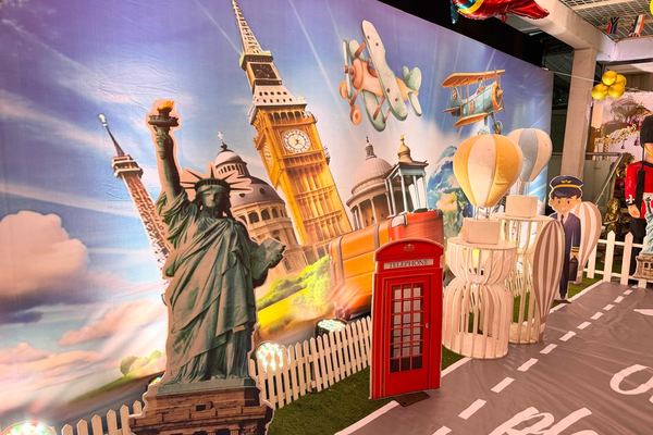 Around the world theme backdrop at Siddharth Banquets, Andheri West Mumbai