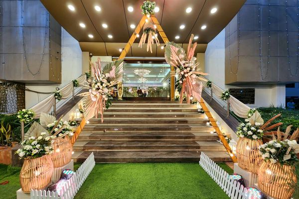 Grand staircase entrance at Siddharth Banquets