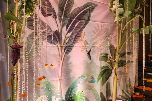 Haldi tropical backdrop at Siddharth Banquets, Andheri West Mumbai