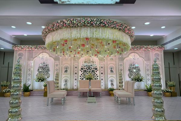 Pastel canopy mandap at Siddharth Banquets, Andheri West Mumbai