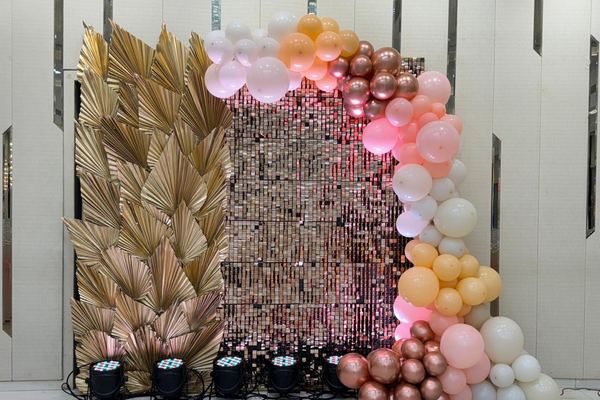 Rosegold sequin balloon wall at Siddharth Banquets, Andheri West Mumbai