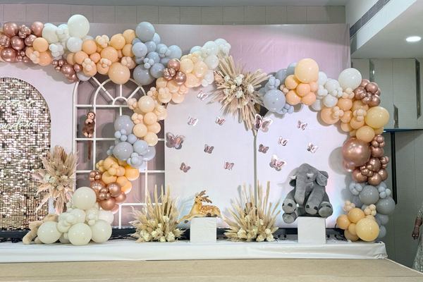 Safari butterfly balloon backdrop at Siddharth Banquets, Andheri West Mumbai