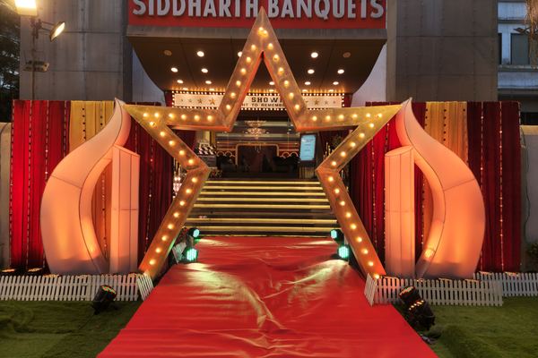 Star lit red carpet entrance at Siddharth Banquets, Andheri West Mumbai